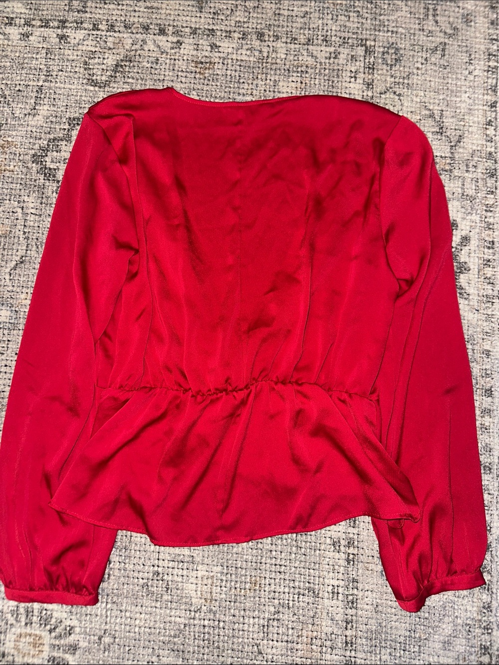 BCBGeneration Red Twist-Front Ruffled Blouse - Picture 5 of 5